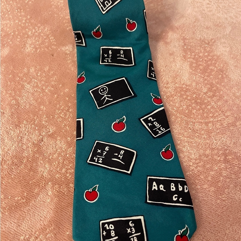 Chalkboard and Apple Patterned Tie